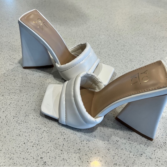 Mayven White Square-Toe High Heel Slide Sandals Size 7 - Picture 5 of 5